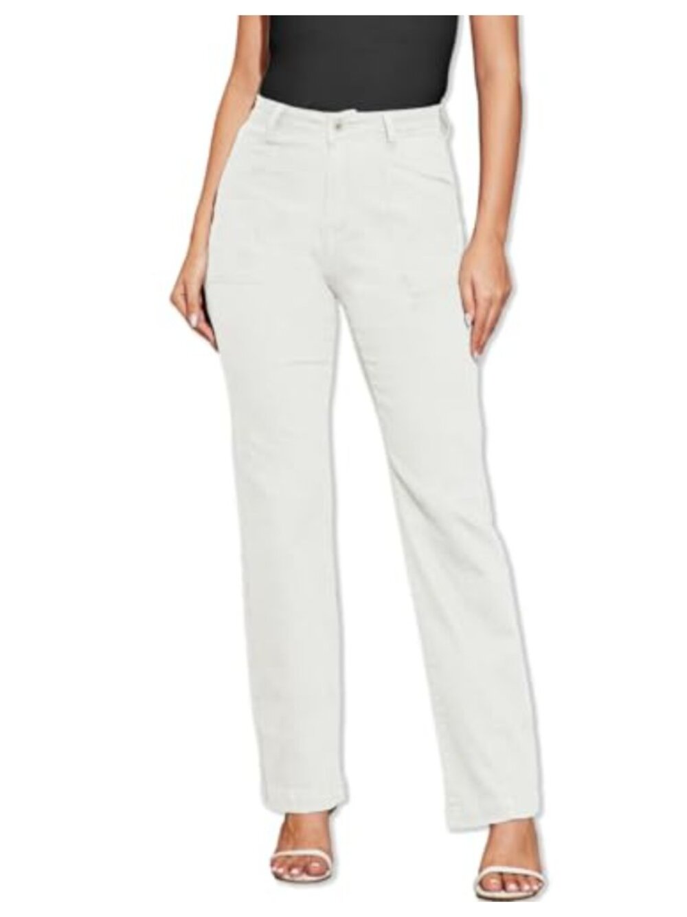 Women Stretchy Chino Cargo Pants High Waisted Straight Leg Trousers
